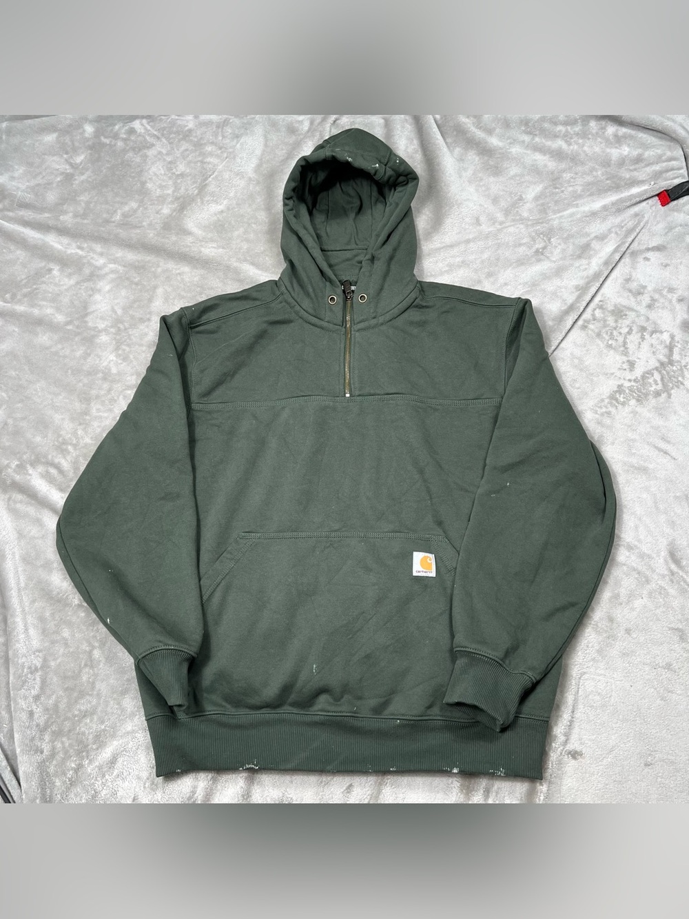 Carhartt Paxton 1/4 Zip Hoodie Mens L Green Rain Defender Loose Fit 100617 001